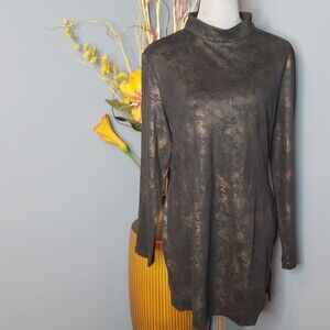 Missguided Oversized Long Sleeve Black Brown Mesh Dress Size 12 NWT